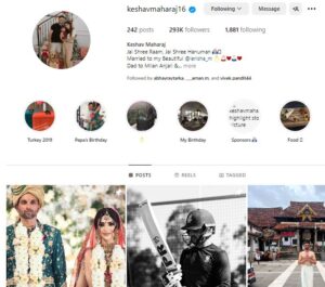Keshav Maharaj Social media 