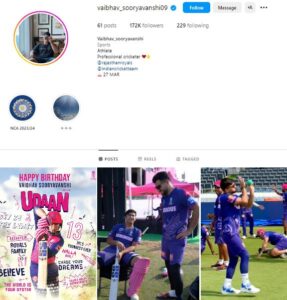 Vaibhav Suryavanshi Instagram Vaibhav Suryavanshi Instagram id